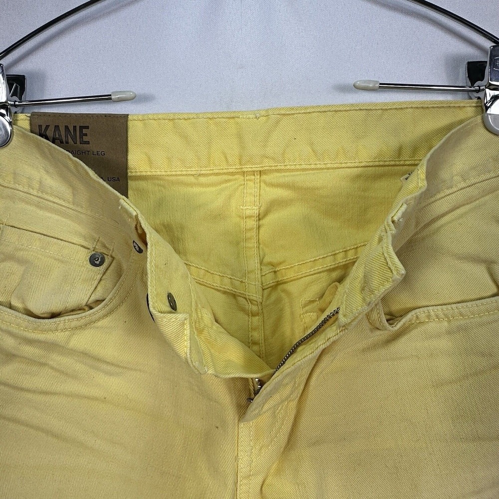 J Brand Kane Slim Fit Jeans Mens 29 x 33 Fade Lemon Yellow Denim Pants NEW $209 - Picture 6 of 14
